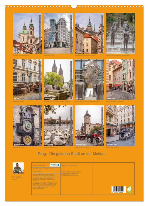 Prague - The golden city on the Vltava (CALVENDO wall calendar 2024) 