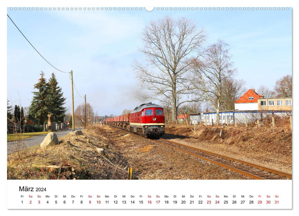 Sur la route sur les chemins de fer de la Saxe orientale (Calvendo Premium Wall Calendar 2024) 