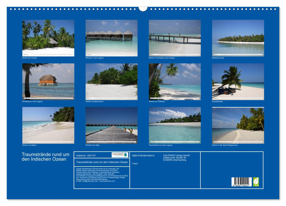 Dream beaches around the Indian Ocean (CALVENDO wall calendar 2024) 