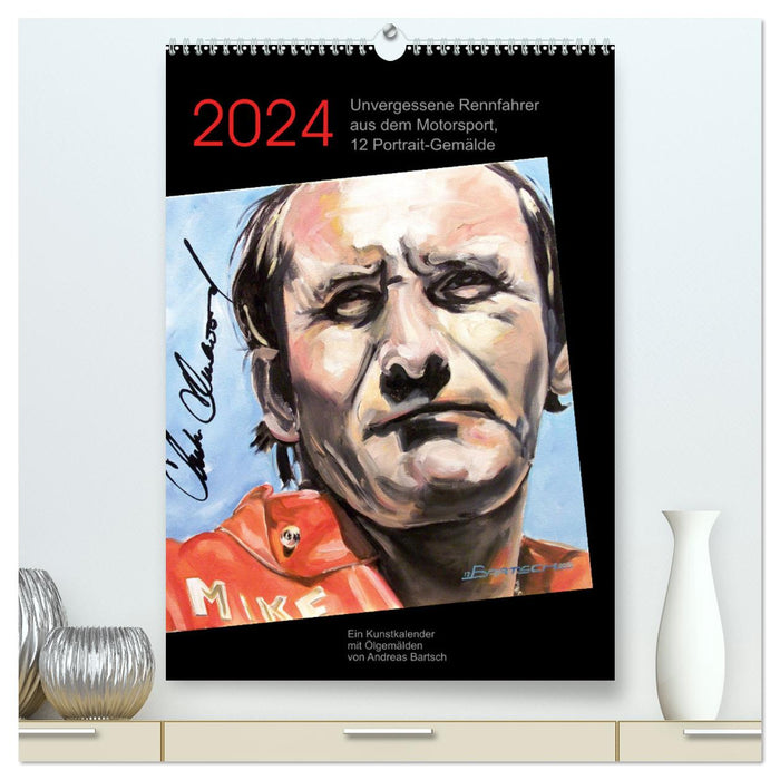 Unvergessene Rennfahrer aus dem Motorsport, 12 Portrait-Gemälde (CALVENDO Premium Wandkalender 2024)