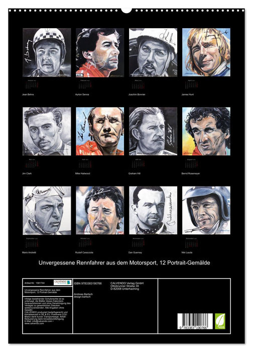 Unvergessene Rennfahrer aus dem Motorsport, 12 Portrait-Gemälde (CALVENDO Premium Wandkalender 2024)