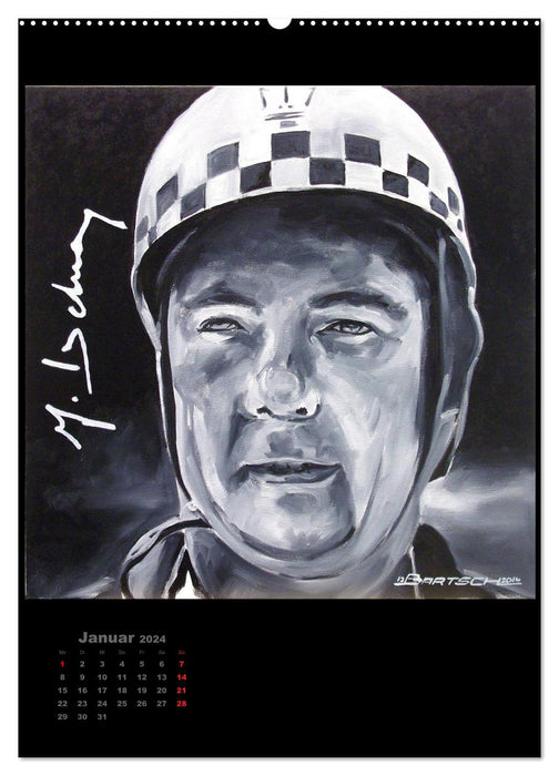 Unvergessene Rennfahrer aus dem Motorsport, 12 Portrait-Gemälde (CALVENDO Premium Wandkalender 2024)