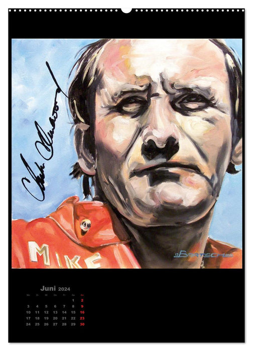 Unvergessene Rennfahrer aus dem Motorsport, 12 Portrait-Gemälde (CALVENDO Premium Wandkalender 2024)