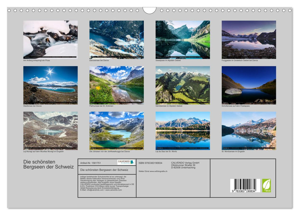 Die schönsten Bergseen der Schweiz (CALVENDO Wandkalender 2024)
