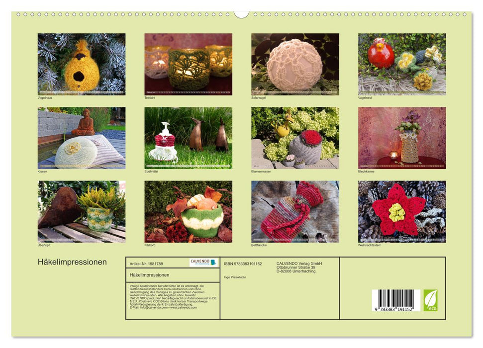 Häkelimpressionen - Gehäkelte Ideen für Haus und Garten (CALVENDO Premium Wandkalender 2024)