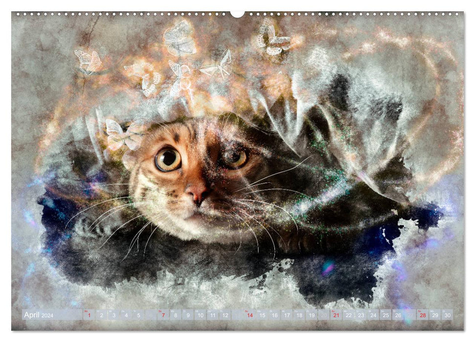 Katzenkalender mausgemalt (CALVENDO Premium Wandkalender 2024)