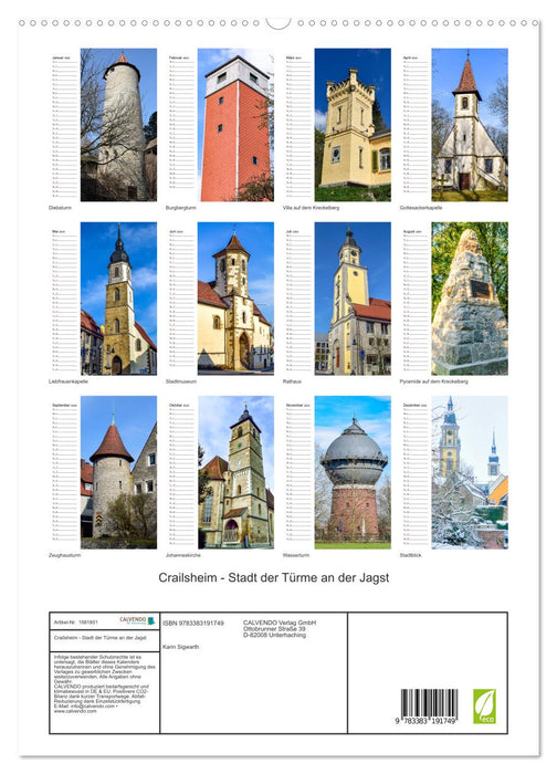 Crailsheim - Stadt der Türme an der Jagst (CALVENDO Premium Wandkalender 2024)