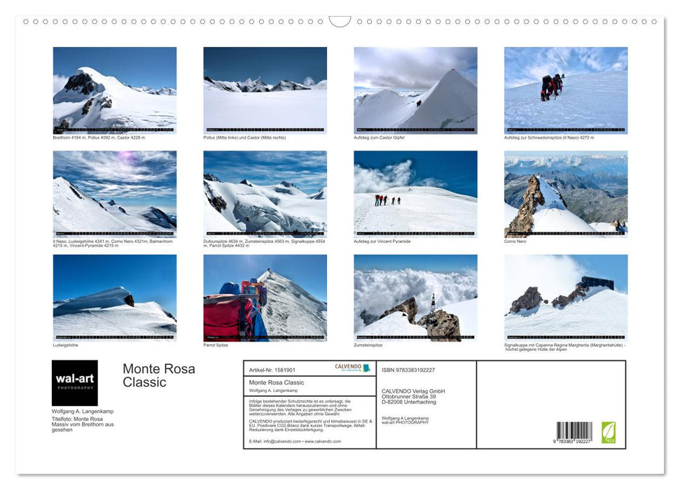 Monte Rosa Classic - Die klassische Tour um das Monte Rosa Massiv (CALVENDO Wandkalender 2024)