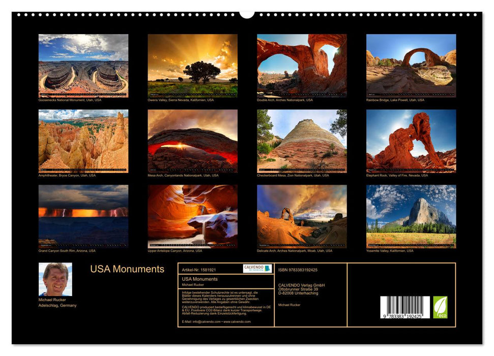 USA Monuments - Landschaften die beeindrucken (CALVENDO Premium Wandkalender 2024)