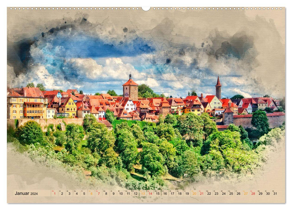Romantische Städte - Rothenburg ob der Tauber (CALVENDO Premium Wandkalender 2024)
