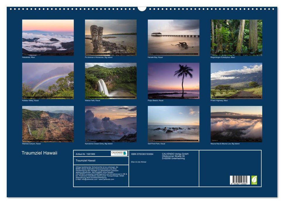 Dream destination Hawaii - Pearl in the Pacific (CALVENDO wall calendar 2024) 