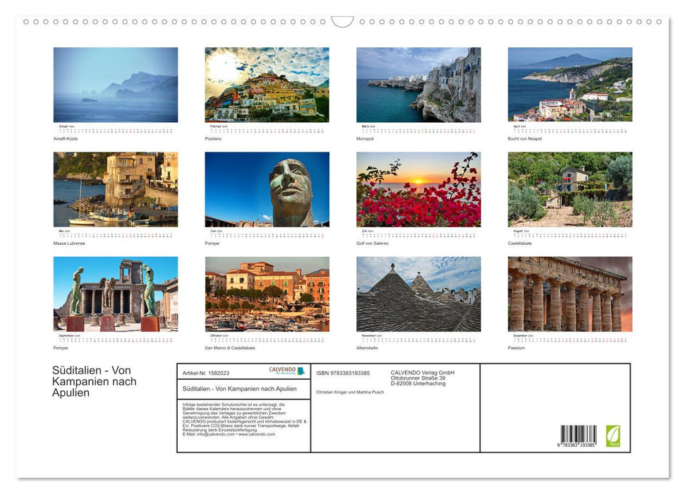 Southern Italy - From Campania to Apulia (CALVENDO wall calendar 2024) 