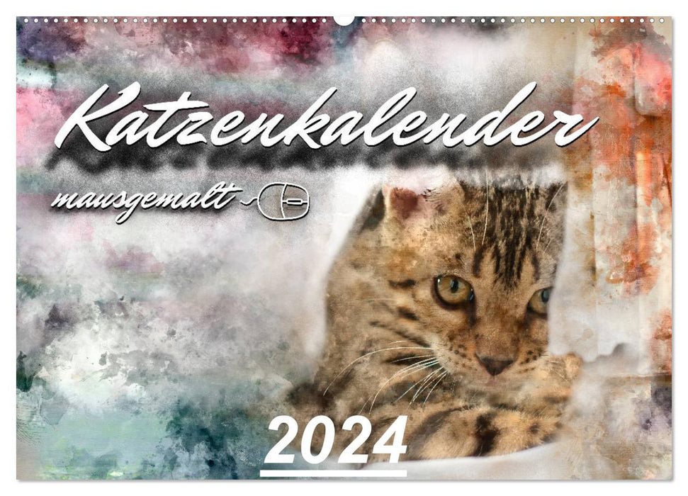 Calendrier chat peint à la souris (calendrier mural CALVENDO 2024) 