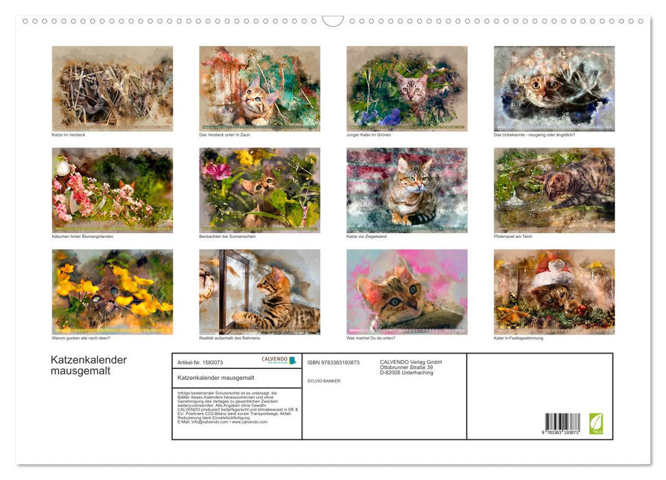 Mouse-painted cat calendar (CALVENDO wall calendar 2024) 