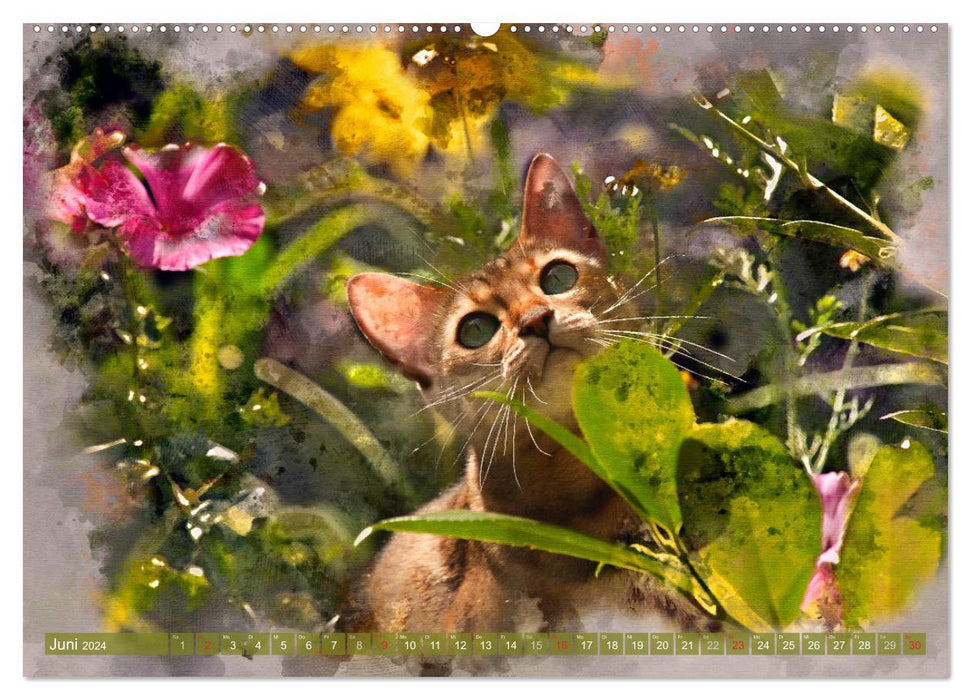 Katzenkalender mausgemalt (CALVENDO Wandkalender 2024)