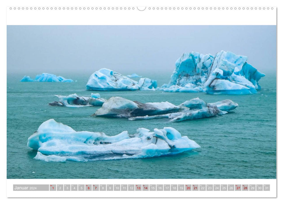 Island - Faszination Eis. Vatnajökull Gletscher (CALVENDO Premium Wandkalender 2024)