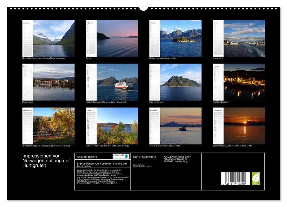 Impressionen von Norwegen entlang der Hurtigruten (CALVENDO Premium Wandkalender 2024)