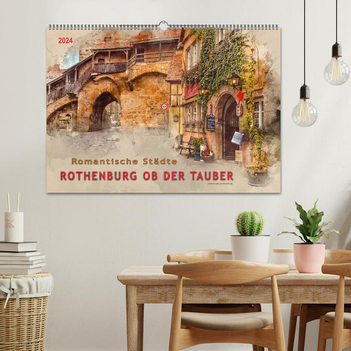 Villes romantiques - Rothenburg ob der Tauber (Calendrier mural CALVENDO 2024) 