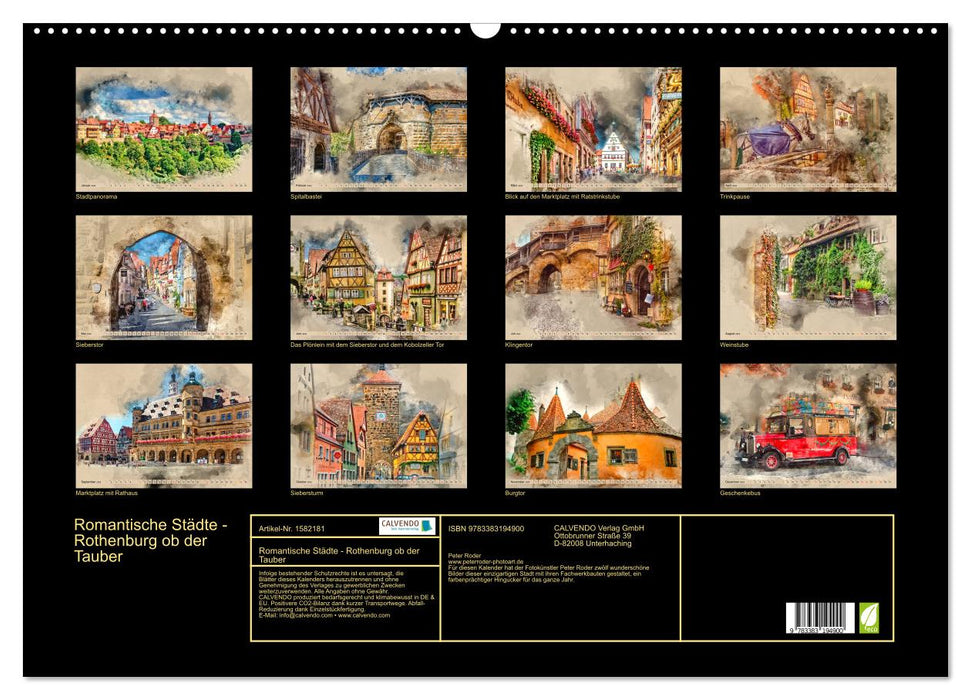 Villes romantiques - Rothenburg ob der Tauber (Calendrier mural CALVENDO 2024) 