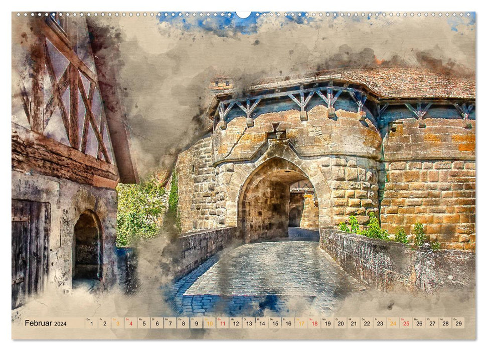 Villes romantiques - Rothenburg ob der Tauber (Calendrier mural CALVENDO 2024) 