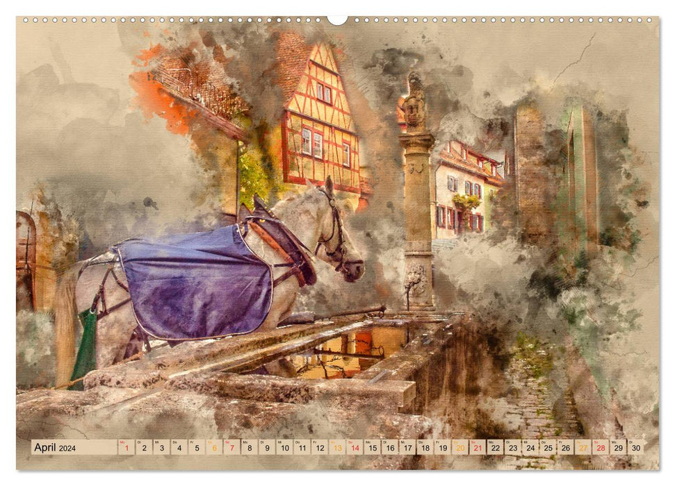 Villes romantiques - Rothenburg ob der Tauber (Calendrier mural CALVENDO 2024) 