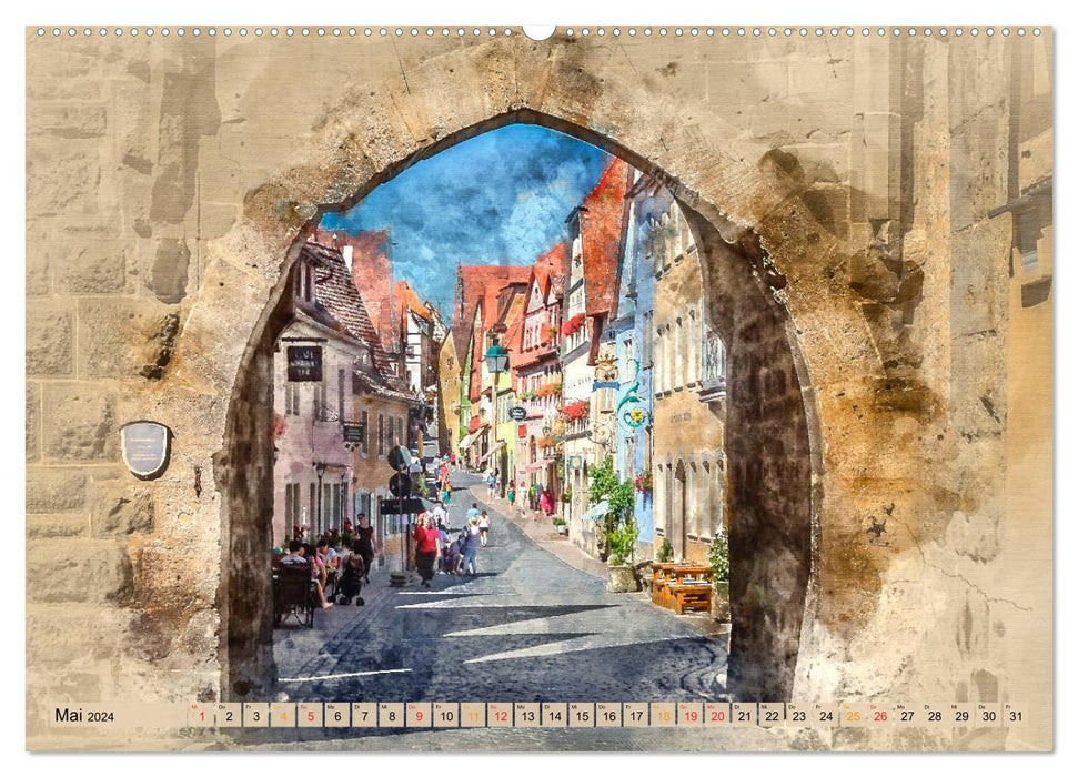 Villes romantiques - Rothenburg ob der Tauber (Calendrier mural CALVENDO 2024) 
