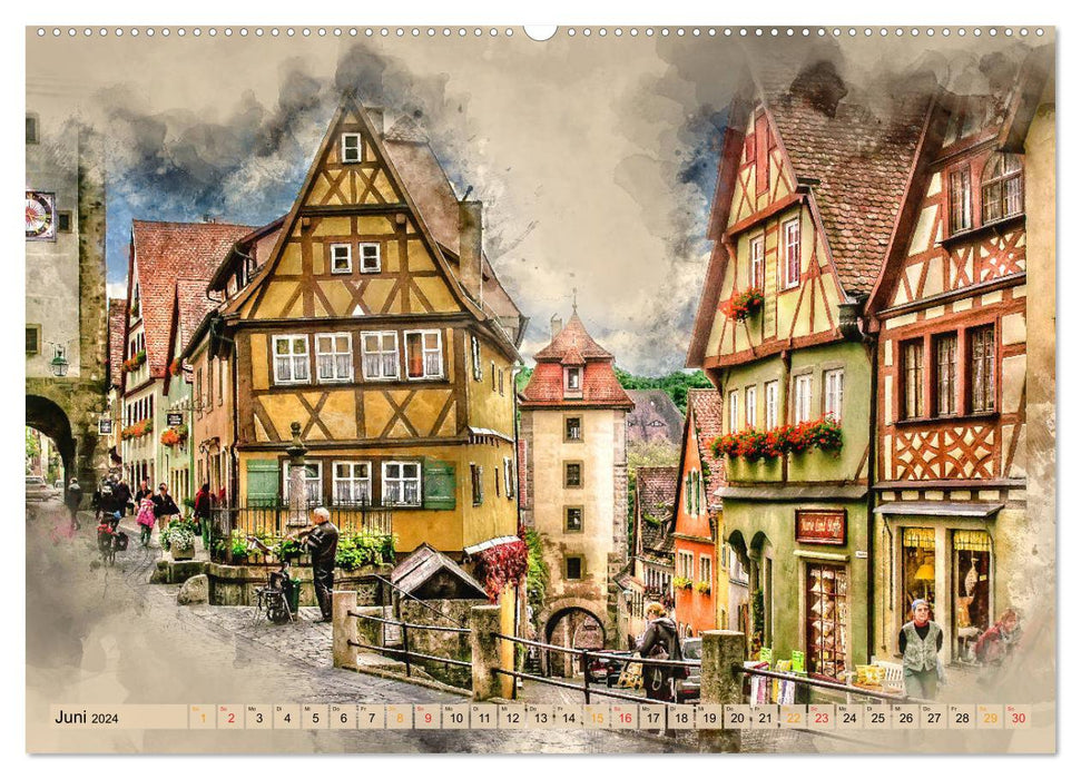 Villes romantiques - Rothenburg ob der Tauber (Calendrier mural CALVENDO 2024) 