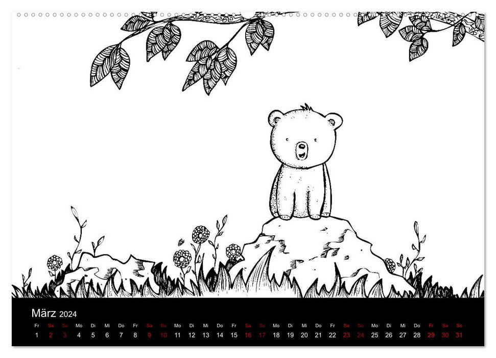 Mini monstres enchanteurs - un calendrier à colorier (CALVENDO Premium Wall Calendar 2024) 