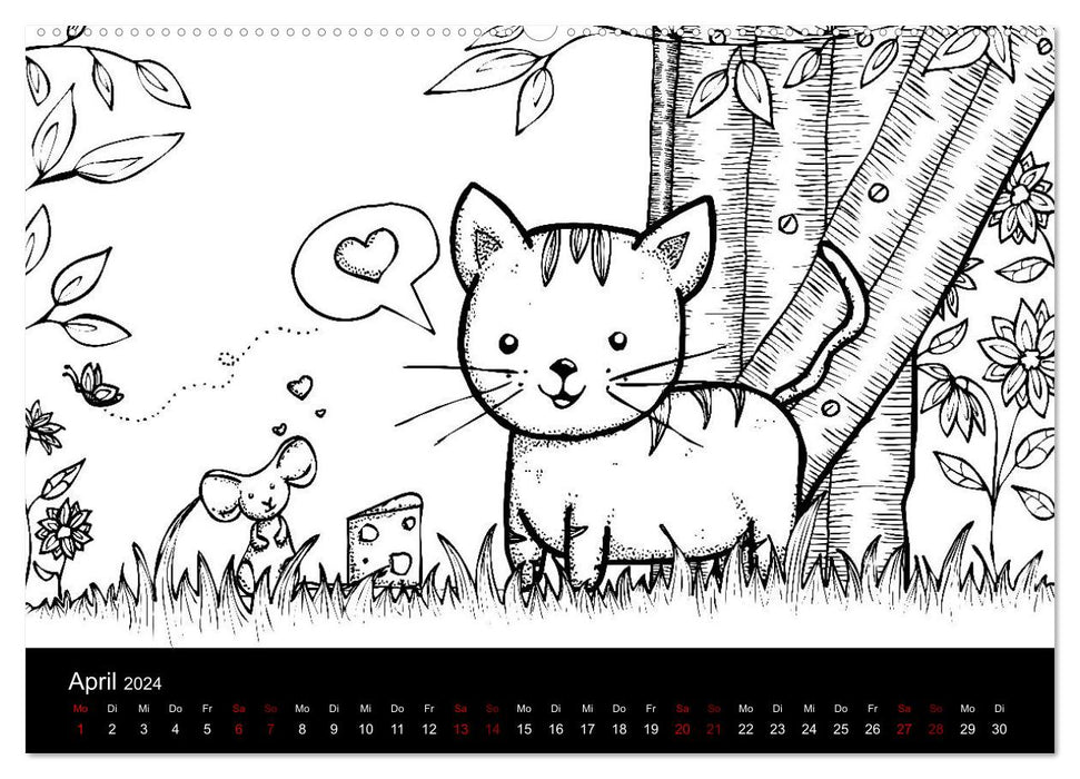 Mini monstres enchanteurs - un calendrier à colorier (CALVENDO Premium Wall Calendar 2024) 