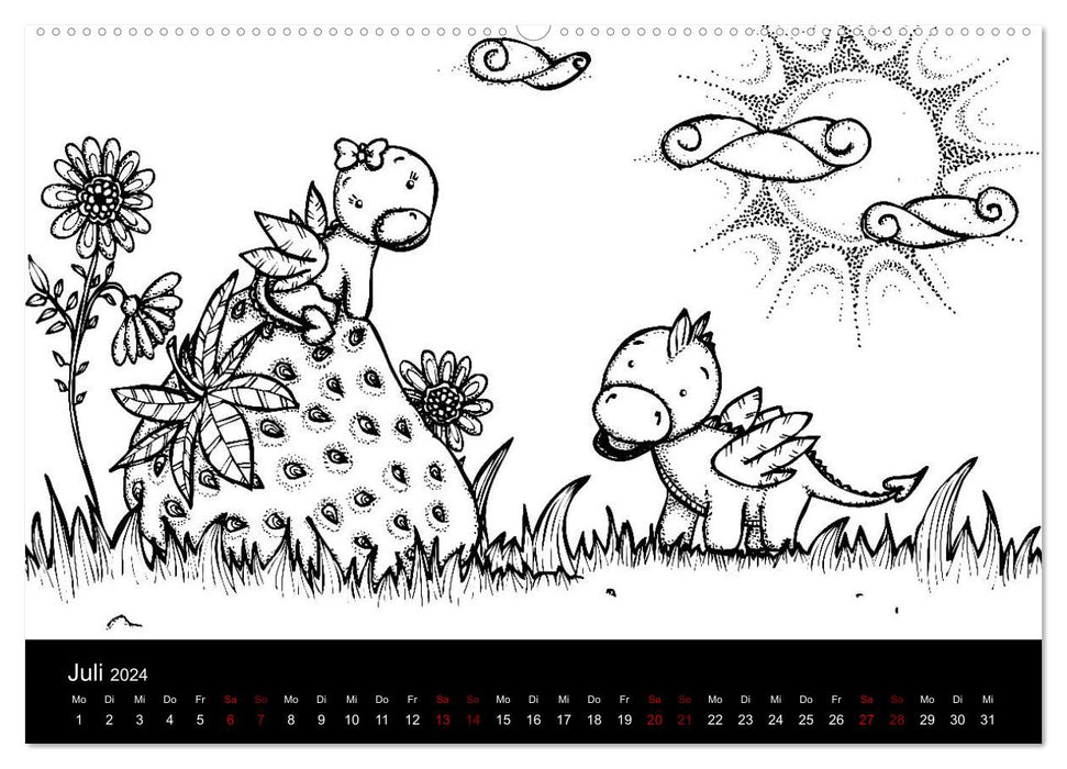Bezaubernde Mini-Monster - Ein Ausmal-Kalender (CALVENDO Premium Wandkalender 2024)
