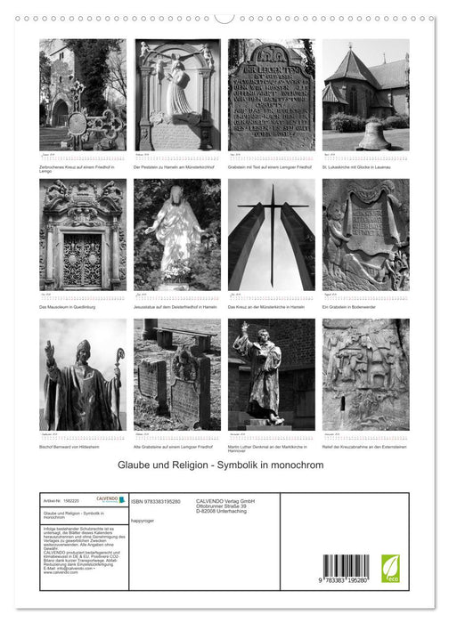 Faith and religion - symbolism in monochrome (CALVENDO Premium Wall Calendar 2024) 