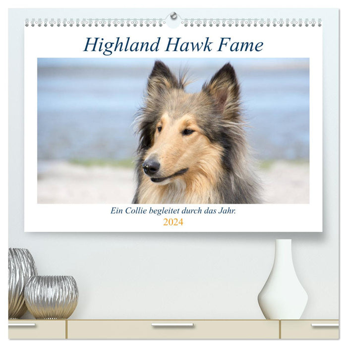 Highland Hawk Fame - A collie accompanies you through the year (CALVENDO Premium Wall Calendar 2024) 