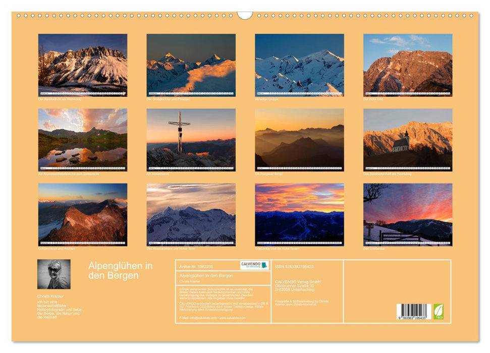 Alpenglow dans les montagnes du Land de Salzbourg (calendrier mural CALVENDO 2024) 