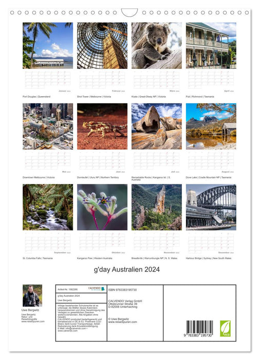 g'day Australia 2024 (calendrier mural CALVENDO 2024) 