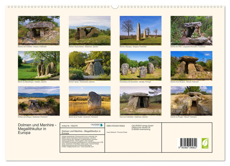 Dolmens and menhirs - megalithic culture in Europe (CALVENDO Premium Wall Calendar 2024) 