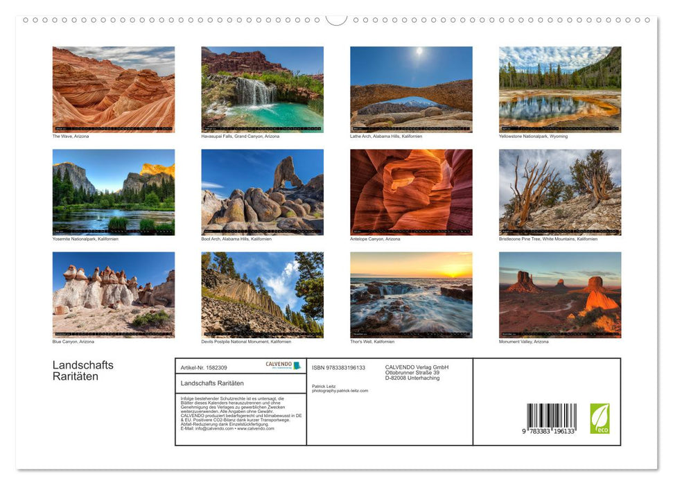 Raretés paysagères – Grands paysages des États-Unis (Calendrier mural CALVENDO Premium 2024) 