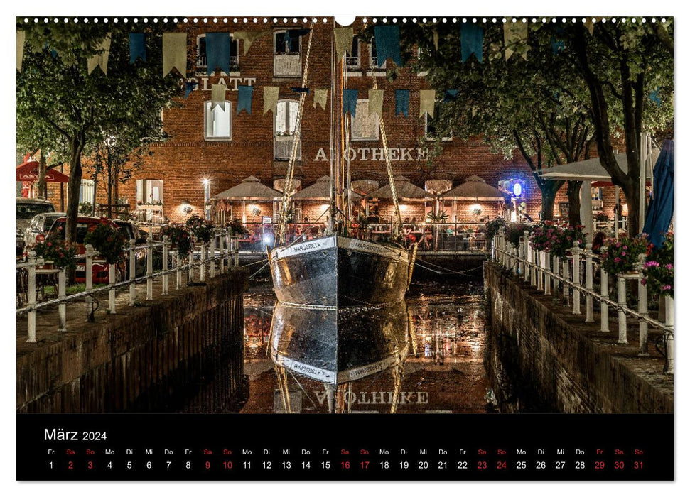 Buxtehude bei Nacht (CALVENDO Premium Wandkalender 2024)