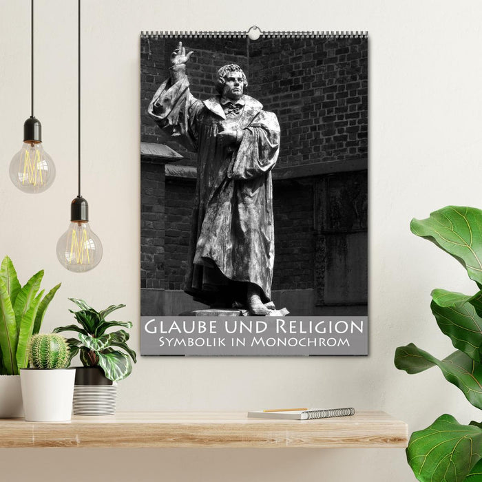 Glaube und Religion - Symbolik in monochrom (CALVENDO Wandkalender 2024)