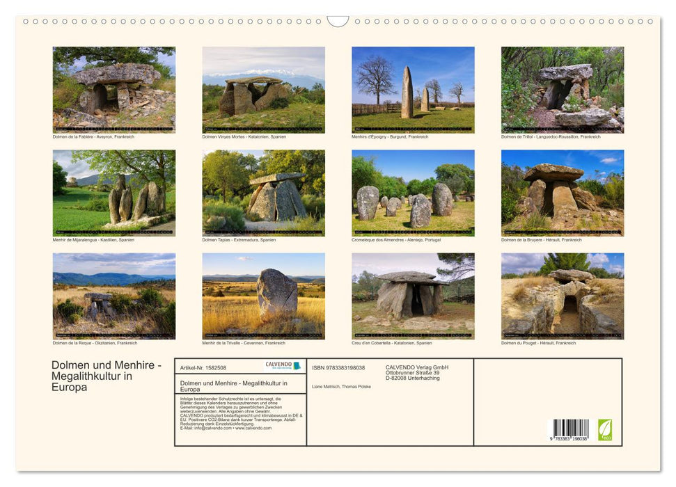 Dolmen und Menhire - Megalithkultur in Europa (CALVENDO Wandkalender 2024)