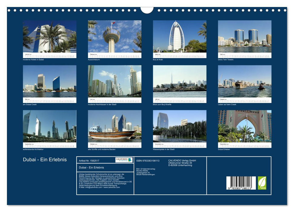 Dubai - Ein Erlebnis (CALVENDO Wandkalender 2024)