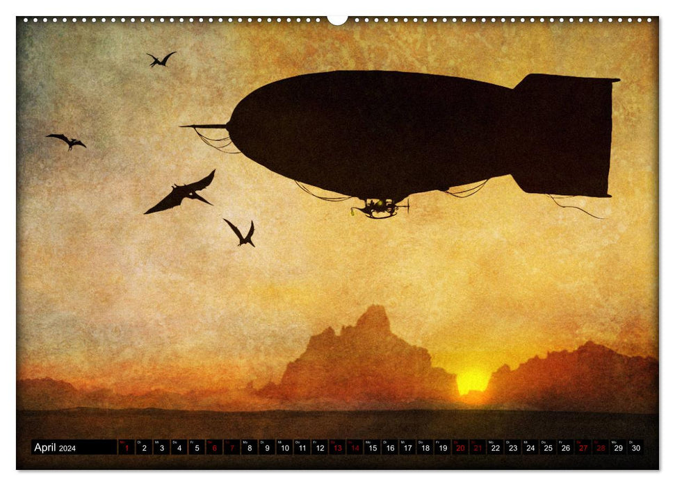 Luftschiffe über fremden Landschaften (CALVENDO Premium Wandkalender 2024)