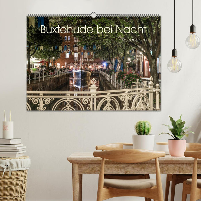 Buxtehude bei Nacht (CALVENDO Wandkalender 2024)