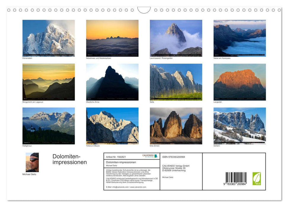 Dolomitenimpressionen (CALVENDO Wandkalender 2024)