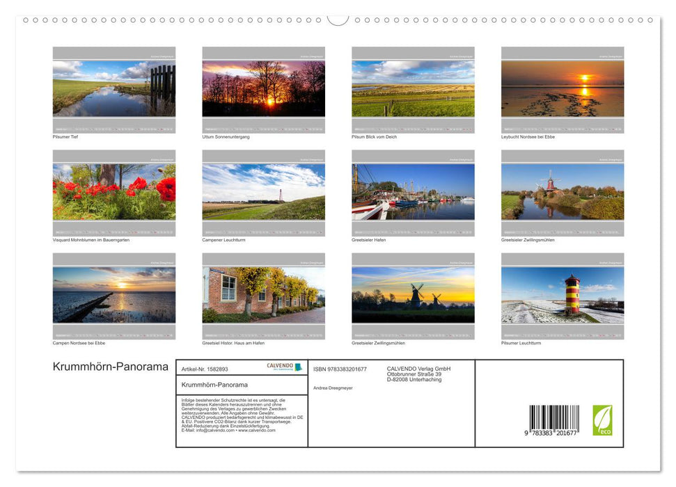 Krummhörn au format panoramique (Calvendo Premium Wall Calendar 2024) 