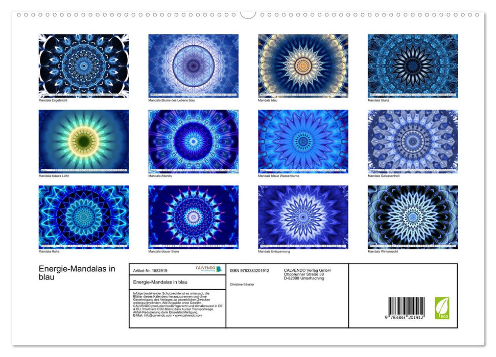 Mandalas énergétiques en bleu (Calendrier mural CALVENDO Premium 2024) 