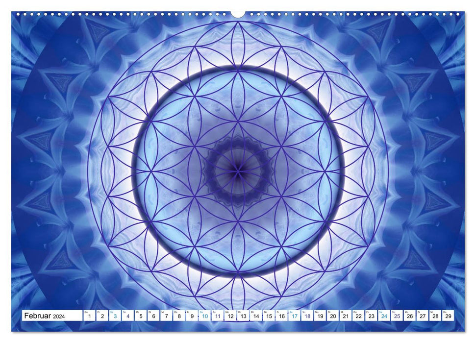 Mandalas énergétiques en bleu (Calendrier mural CALVENDO Premium 2024) 