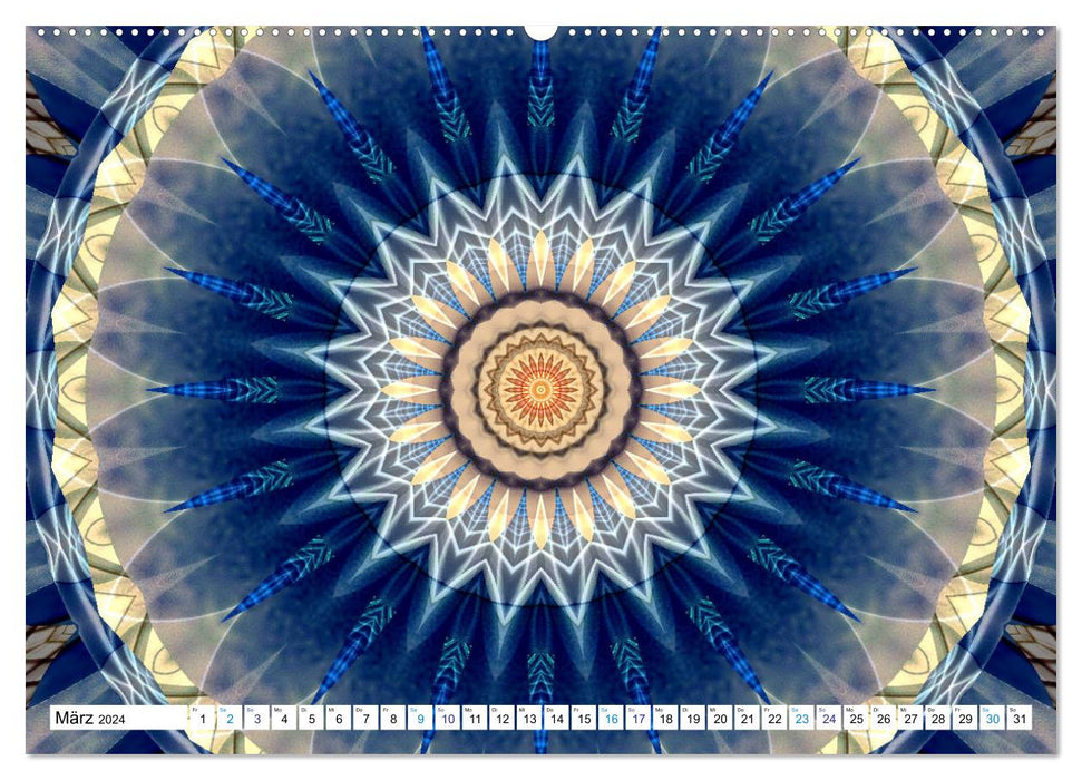 Mandalas énergétiques en bleu (Calendrier mural CALVENDO Premium 2024) 