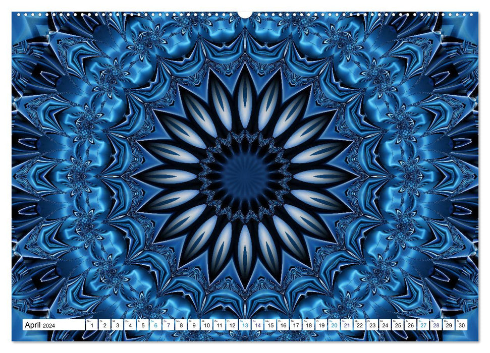 Mandalas énergétiques en bleu (Calendrier mural CALVENDO Premium 2024) 