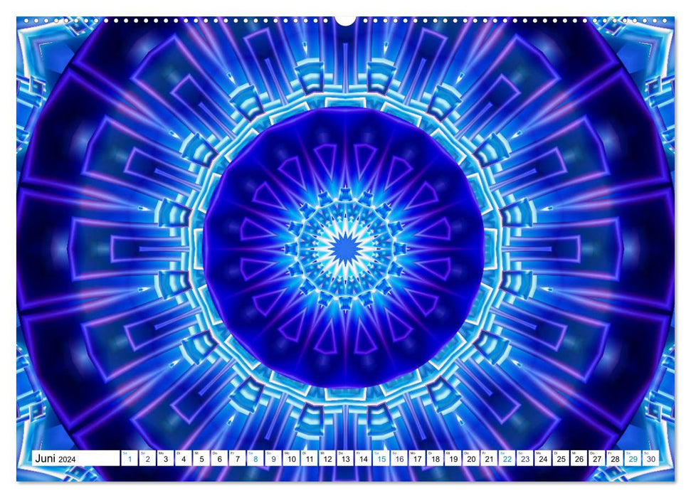 Mandalas énergétiques en bleu (Calendrier mural CALVENDO Premium 2024) 