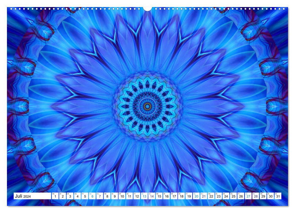 Mandalas énergétiques en bleu (Calendrier mural CALVENDO Premium 2024) 